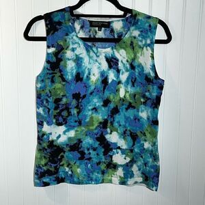 Jones New York Collection Button Up Tank Women Small Multi Color Light Weight